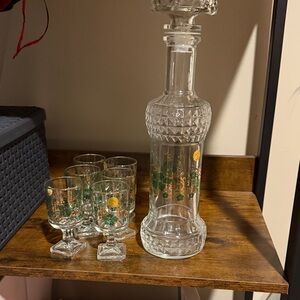 VTG Glass Decanter Set with 6 Shot Glasses